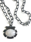 White Agate Sheild Necklace